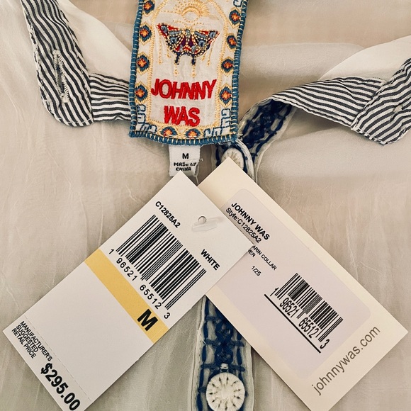 🥰 Johnny Was The Audrey Mandarin Collar Shirt. NWT. Size Medium. - Picture 8 of 11